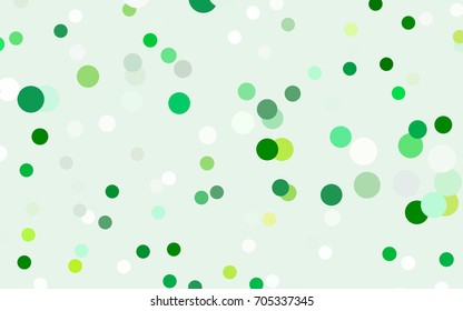 Dark Green, Red vector pattern with colored spheres. Geometric sample of repeating circles on white background in halftone style.