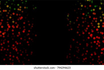Dark Green, Red vector pattern with colored spheres. Geometric sample of repeating circles on white background in halftone style.