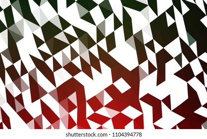 Dark Green, Red vector polygon abstract backdrop. Creative geometric illustration in Origami style with gradient. Brand new style for your business design.
