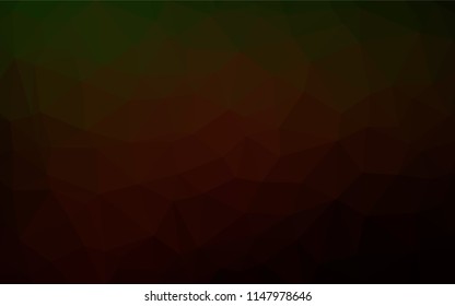 Dark Green, Red vector polygon abstract backdrop. Triangular geometric sample with gradient.  The textured pattern can be used for background.