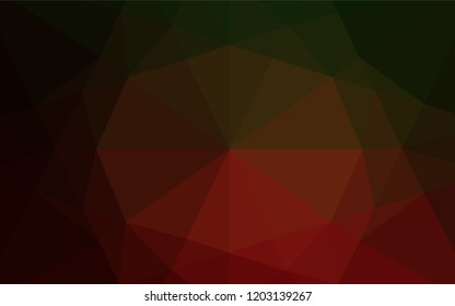 Dark Green, Red vector polygon abstract background. Triangular geometric sample with gradient.  The completely new template can be used for your brand book.