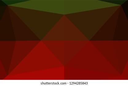 Dark Green, Red vector polygon abstract backdrop. A vague abstract illustration with gradient. Triangular pattern for your business design.