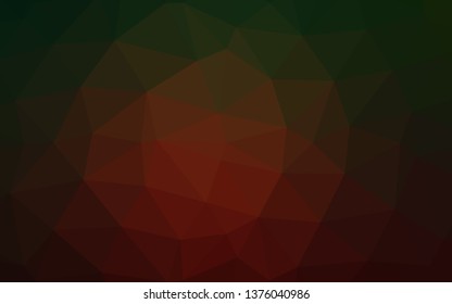 Dark Green, Red vector polygon abstract backdrop. A completely new color illustration in a vague style. The best triangular design for your business.