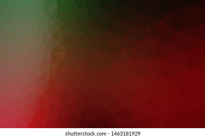 Dark Green, Red vector polygon abstract backdrop. A sample with polygonal shapes. Triangular pattern for your business design.