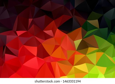 Dark Green, Red vector polygon abstract layout. Triangular geometric sample with gradient.  A new texture for your web site.