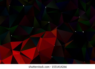 Dark Green, Red vector polygon abstract background. Brand new colorful illustration in with gradient. Triangular pattern for your business design.