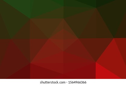 Dark Green, Red vector polygon abstract background. Colorful abstract illustration with gradient. Completely new design for your business.