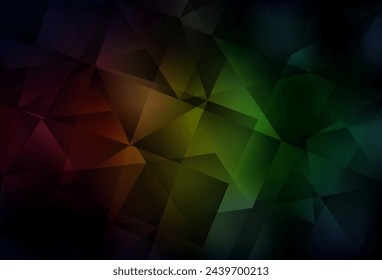 Dark Green, Red vector polygon abstract background. Geometric illustration in Origami style with gradient.  Best triangular design for your business.
