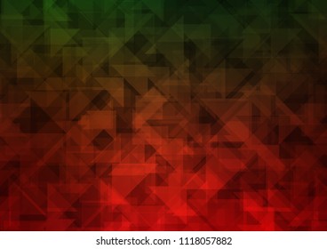 Dark Green, Red vector polygonal polygonal. Glitter abstract illustration with an elegant design. Triangular pattern for your business design.