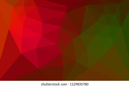 Dark Green, Red vector polygonal template with a heart in a centre. Colorful illustration with gradient. New template for your brand book.