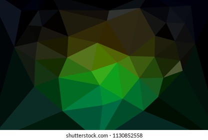 Dark Green, Red vector polygonal template with a heart in a centre. Illustration in halftone style with triangles. Triangular pattern for your design.