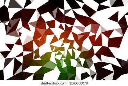 Dark Green, Red vector polygonal template. Glitter abstract illustration with an elegant triangles. Triangular pattern for your design.