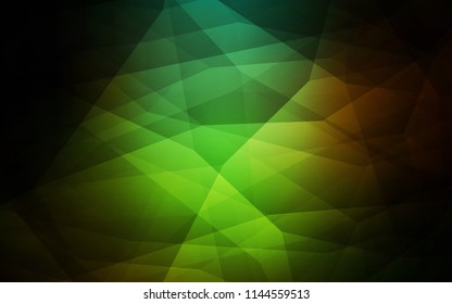Dark Green, Red vector polygonal pattern. Polygonal abstract illustration with gradient. Best triangular design for your business.