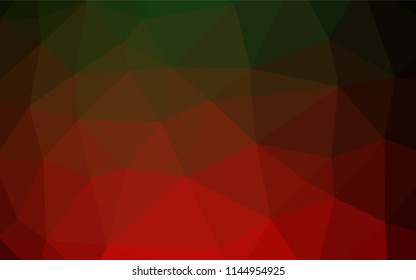 Dark Green, Red vector polygonal background. Brand new colored illustration in blurry style with gradient. Triangular pattern for your business design.