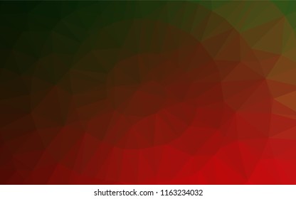 Dark Green, Red vector polygonal pattern. Triangular geometric sample with gradient.  A completely new template for your business design.