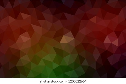 Dark Green, Red vector polygonal background. Creative illustration in halftone style with triangles. Template for cell phone's backgrounds.