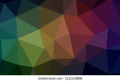 Dark Green, Red vector polygonal template. Creative illustration in halftone style with triangles. Triangular pattern for your design.