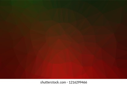 Dark Green, Red vector polygonal pattern. Triangular geometric sample with gradient.  The template can be used as a background for cell phones.
