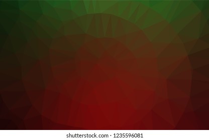 Dark Green, Red vector polygonal template. A vague abstract illustration with gradient. The elegant pattern can be used as part of a brand book.