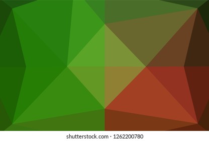 Dark Green, Red vector polygonal pattern. Creative illustration in halftone style with gradient. The best triangular design for your business.