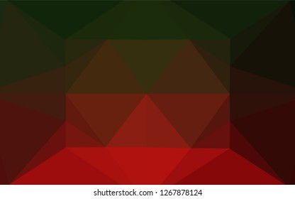 Dark Green, Red vector polygonal template. Brand new colored illustration in blurry style with gradient. The template can be used as a background for cell phones.