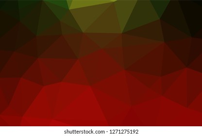 Dark Green, Red vector polygonal template. Triangular geometric sample with gradient.  The template can be used as a background for cell phones.