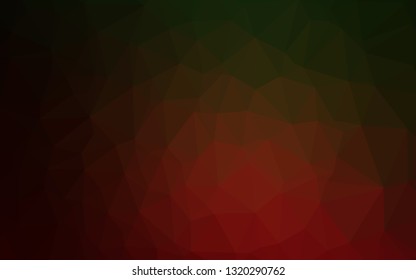 Dark Green, Red vector polygonal background. A vague abstract illustration with gradient. Completely new design for your business.