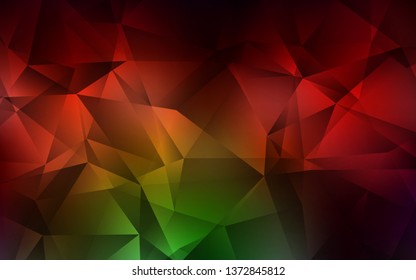 Dark Green, Red vector polygonal pattern. Creative illustration in halftone style with triangles. Textured pattern for your backgrounds.