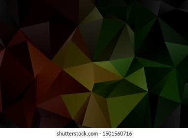 Dark Green, Red vector polygonal background. Elegant bright polygonal illustration with gradient. Textured pattern for your backgrounds.