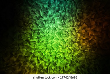 Dark Green, Red vector polygonal background. Triangular geometric sample with gradient.  Best triangular design for your business.