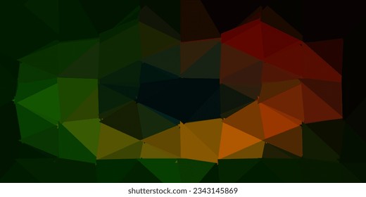 Dunkelgrüner, roter, mehrfarbiger Hintergrund. Intelligente Illustration im Facettenstil mit abstrakten Dreiecken. Design der Landing-Seiten.