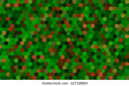 Dark Green, Red vector polygonal illustration, which consist of hexagons. Hexagonal design for your business. Creative geometric background in Origami style with gradient