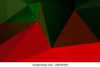Dark Green, Red vector polygonal background. Creative geometric illustration in Origami style with gradient. A completely new template for your business design.