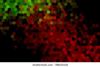 Dark Green, Red vector polygonal illustration, which consist of hexagons. Hexagonal design for your business. Creative geometric background in Origami style with gradient