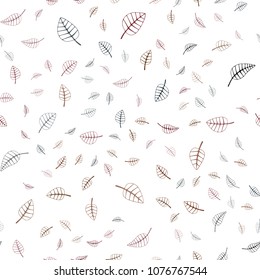 Dark Green, Red vector seamless  natural abstract pattern. Sketchy doodles with leaves on blurred background. Elegant pattern for a brand book.