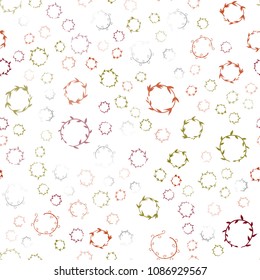 Dark Green, Red vector seamless texture with disks. Modern abstract illustration with colorful water drops. Pattern can be used for ads, leaflets.
