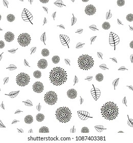 Dark Green, Red vector seamless abstract pattern with leaves and flowers. Decorative design in Indian style on white background. Pattern for colorful books and pages for kids.