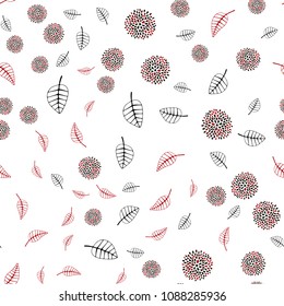 Dark Green, Red vector seamless abstract design with leaves and flowers. Modern abstract illustration with leaves and flowers. Brand new style for your business design.