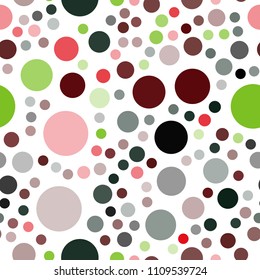 Dark Green, Red vector seamless layout with circle shapes. Blurred decorative design in abstract style with bubbles. Pattern can be used as texture of wallpapers.
