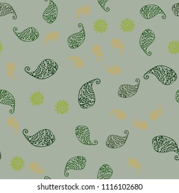 Dark Green, Red vector seamless doodle texture with leaves and flowers. Shining colored illustration with leaves and flowers. Textured pattern for a website, banner.