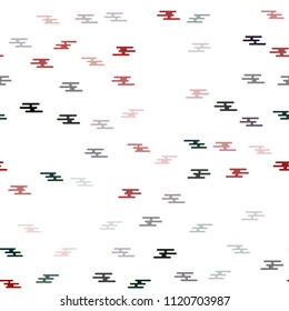 Dark Green, Red vector seamless texture with colored round ended  lines. Modern geometrical abstract illustration with staves. Smart design for your business advert.