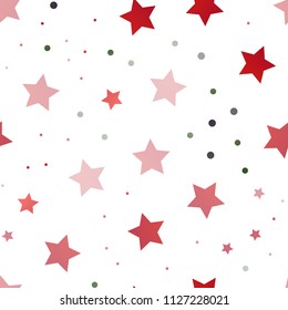Dark Green, Red vector seamless background with colored stars. Modern geometrical abstract illustration with stars. The pattern can be used for wrapping gifts.