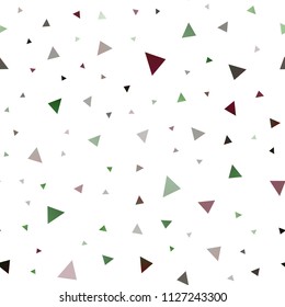 Dark Green, Red vector seamless backdrop with lines, triangles. Beautiful illustration with triangles in nature style. Pattern for commercials.