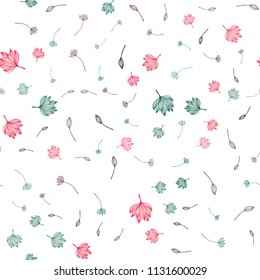 Dark Green, Red vector seamless doodle texture. Creative illustration in blurred style with leaves. New template for your business design.