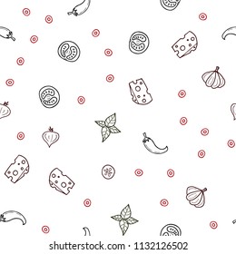 Dark Green, Red vector seamless layout with restaurant food. Decorative shining illustration with food on abstract template. Pattern for ads of breakfast, lunch, dinner.