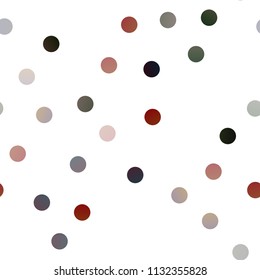 Dark Green, Red vector seamless texture with disks. Beautiful colored illustration with blurred circles in nature style. New design for ad, poster, banner of your website.