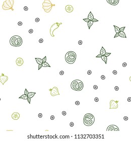 Dark Green, Red vector seamless layout with restaurant food. Decorative shining illustration with food on abstract template. Design for ad, poster, banner of cafes or restaurants.