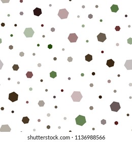 Dark Green, Red vector seamless layout with hexagonal shapes. Abstract illustration with colorful hexagons. Pattern for texture of wallpapers.