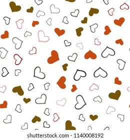 Dark Green, Red vector seamless pattern with colorful hearts. Decorative shining illustration with hearts on abstract template. Pattern for carnival, festival romantic leaflets.