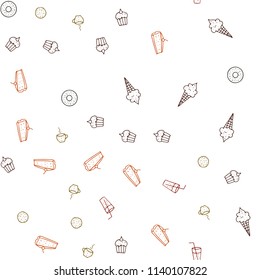 Dark Green, Red vector seamless texture with delicious snacks. Decorative shining illustration with food on abstract template. Doodle design for your business advert of cafes.